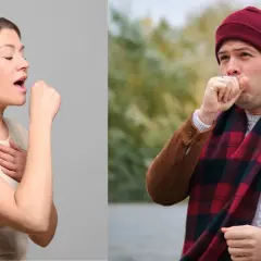 Kobieta i mężczyzna kaszlący.