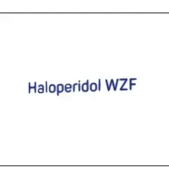 Napis "Haloperidol WZF" na białym tle.