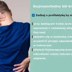 Mężczyzna trzymający się za kark i dolną część pleców, symbolizujący ból.