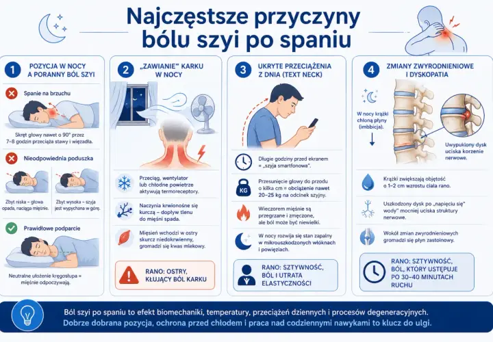 Spanie w nieprawidłowej pozycji, przeciągi i zmiany zwyrodnieniowe to główne przyczyny bólu szyi. Zadbaj o kręgosłup!