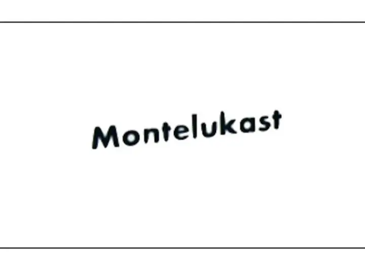 Napis "Montelukast" na białym tle.