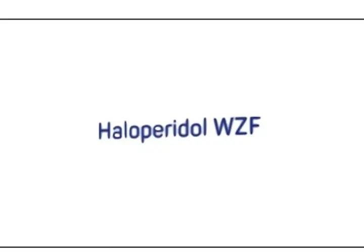 Napis "Haloperidol WZF" na białym tle.