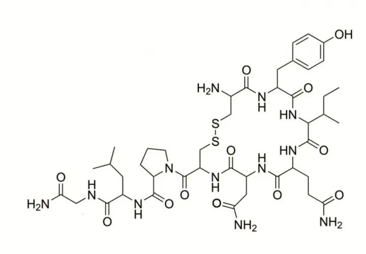 Struktura chemiczna oksytocyny.