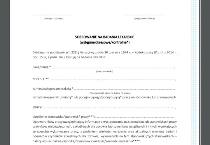 Skierowanie na badania okresowe - jak długo jest ważne?