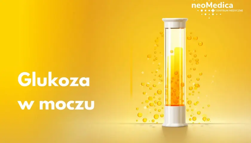 Szklana probówka z żółtym płynem i pęcherzykami na tle gradientu żółtego.